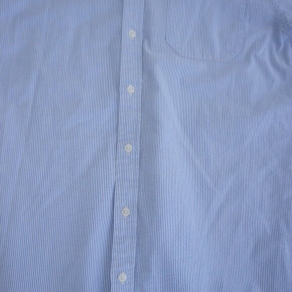 VTG L.L.Bean Traditional Fit Blue White Stripe Cotton Button Down Shirt M-Tall - Picture 6 of 10